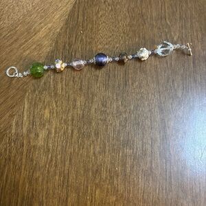 Vintage glass and colorful beaded bracelet